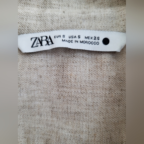 ZARA - Bloggers Favorite Linen Blend Cropped Gather Long Sleeves  Collar Shirt - Picture 3 of 6